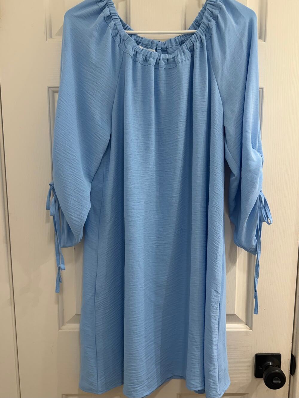 Calvin Klein Blue Off Shoulder Tie Sleeve Dress Size 10